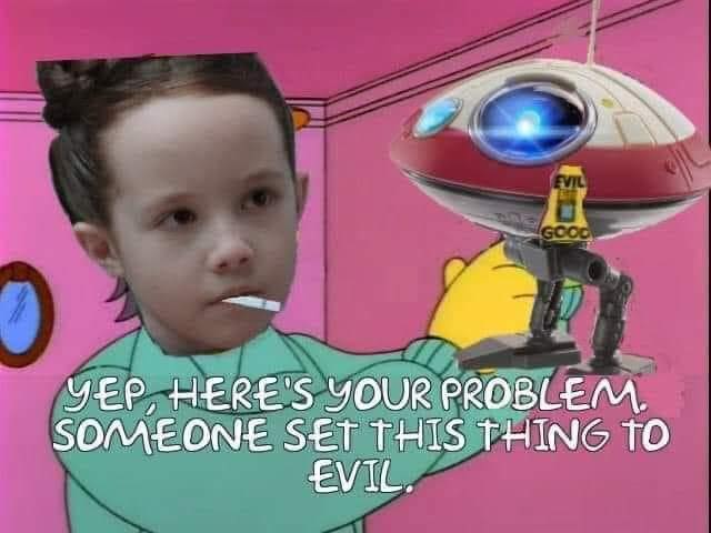 The meme features a screenshot of a young girl from the TV show "The Simpsons" looking concerned. She is holding a sign that reads "I'm not crying, I'm crying". The image is paired with a caption that says "I'm not crying, I'm just laughing at the fact that the new 'Simpsons' movie is being made by the same people who made 'Bee Movie'".